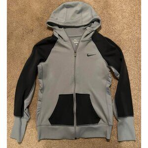Nike Therma Fit Hoodie Womens Sm Gray/Black Fleece Athletic Sportswear Full Zip